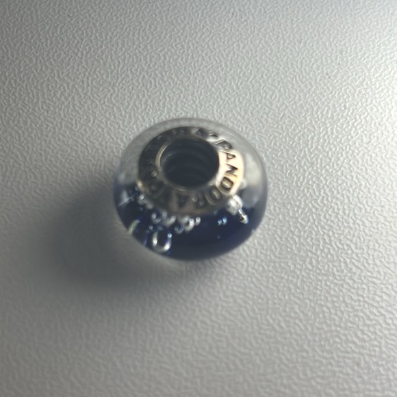 Pandora glass bead blue with clear bubbles - Picture 2 of 4